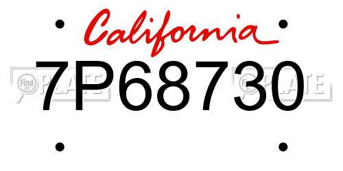 7P68730 California License Plate