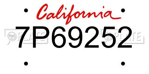7P69252 California License Plate