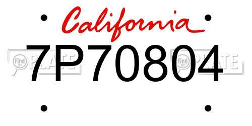 7P70804 California License Plate