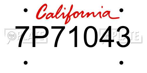 7P71043 California License Plate