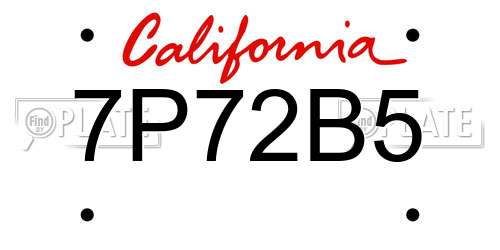 7P72B5 California License Plate