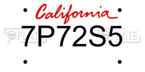 7P72S5 California License Plate