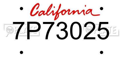7P73025 California License Plate