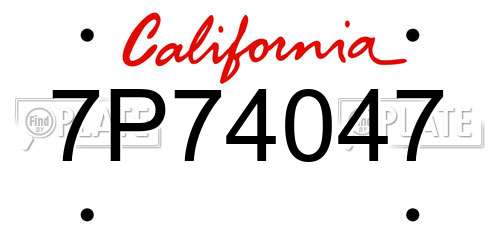 7P74047 California License Plate