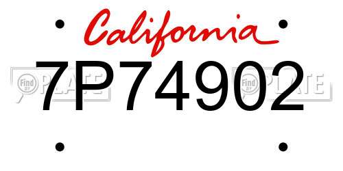 7P74902 California License Plate