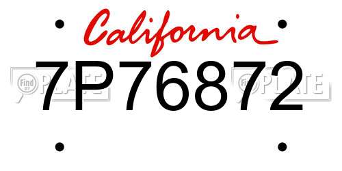 7P76872 California License Plate