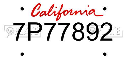 7P77892 California License Plate