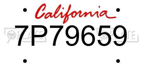 7P79659 California License Plate