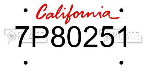 7P80251 California License Plate