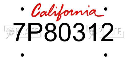 7P80312 California License Plate