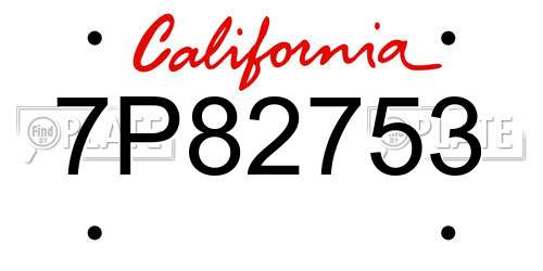7P82753 California License Plate