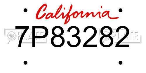 7P83282 California License Plate