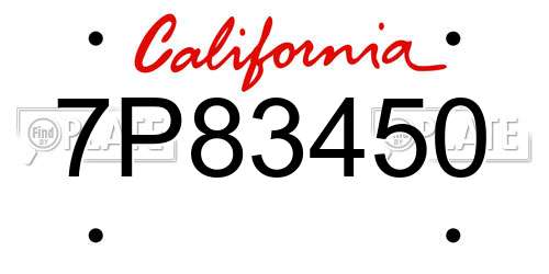 7P83450 California License Plate