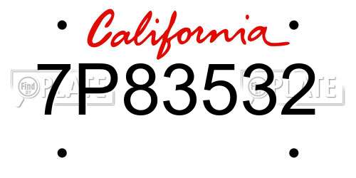 7P83532 California License Plate