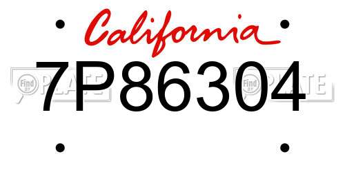 7P86304 California License Plate