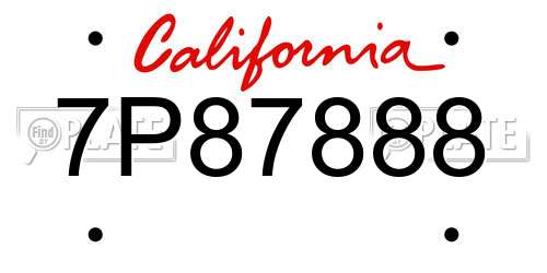 7P87888 California License Plate