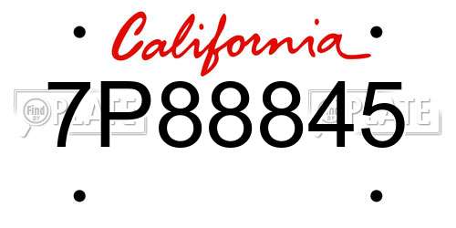 7P88845 California License Plate