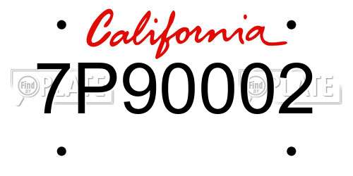 7P90002 California License Plate