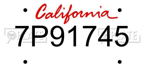 7P91745 California License Plate