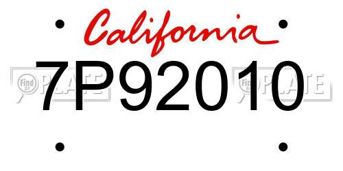 7P92010 California License Plate