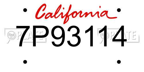7P93114 California License Plate