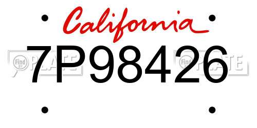7P98426 California License Plate