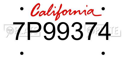 7P99374 California License Plate