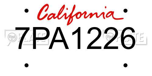 7PA1226 California License Plate