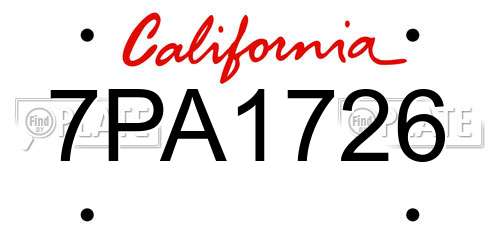 7PA1726 California License Plate