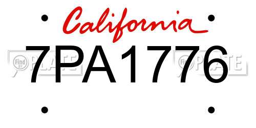 7PA1776 California License Plate
