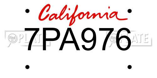7PA976 California License Plate