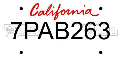 7PAB263 California License Plate