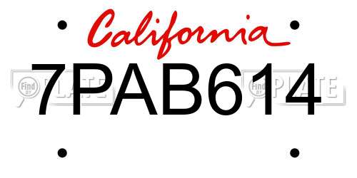 7PAB614 California License Plate