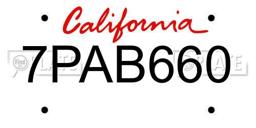 7PAB660 California License Plate