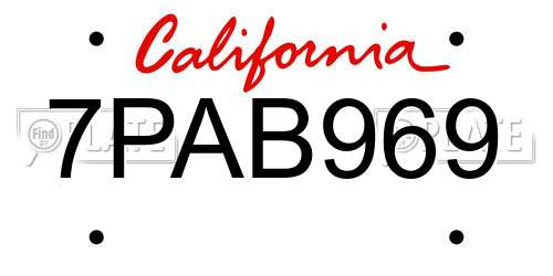 7PAB969 California License Plate
