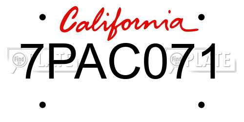 7PAC071 California License Plate