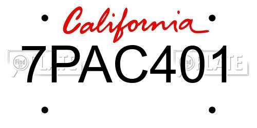 7PAC401 California License Plate
