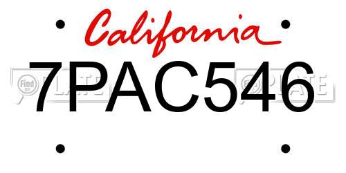 7PAC546 California License Plate