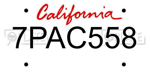 7PAC558 California License Plate