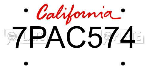 7PAC574 California License Plate