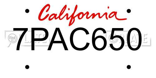 7PAC650 California License Plate