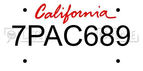 7PAC689 California License Plate