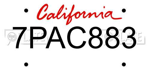7PAC883 California License Plate