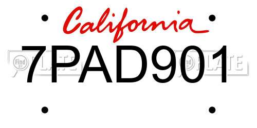 7PAD901 California License Plate