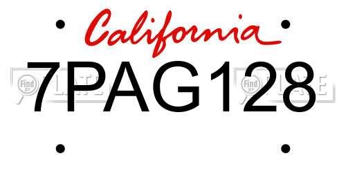 7PAG128 California License Plate