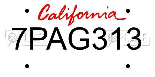 7PAG313 California License Plate