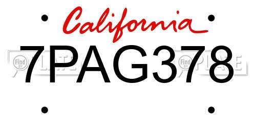 7PAG378 California License Plate