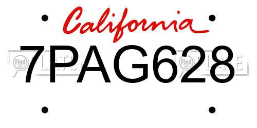 7PAG628 California License Plate