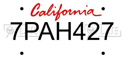 7PAH427 California License Plate