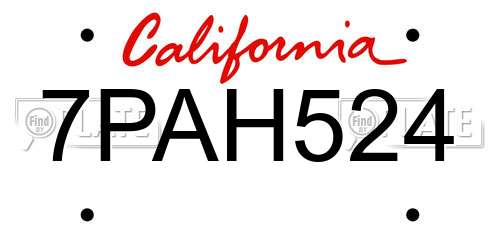 7PAH524 California License Plate